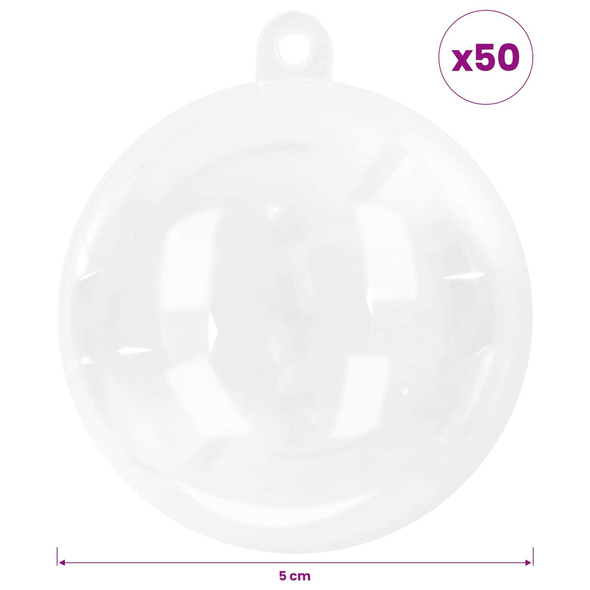 Christmas Ball Set 50 pcs Transparent Dia. 5 cm Plastic