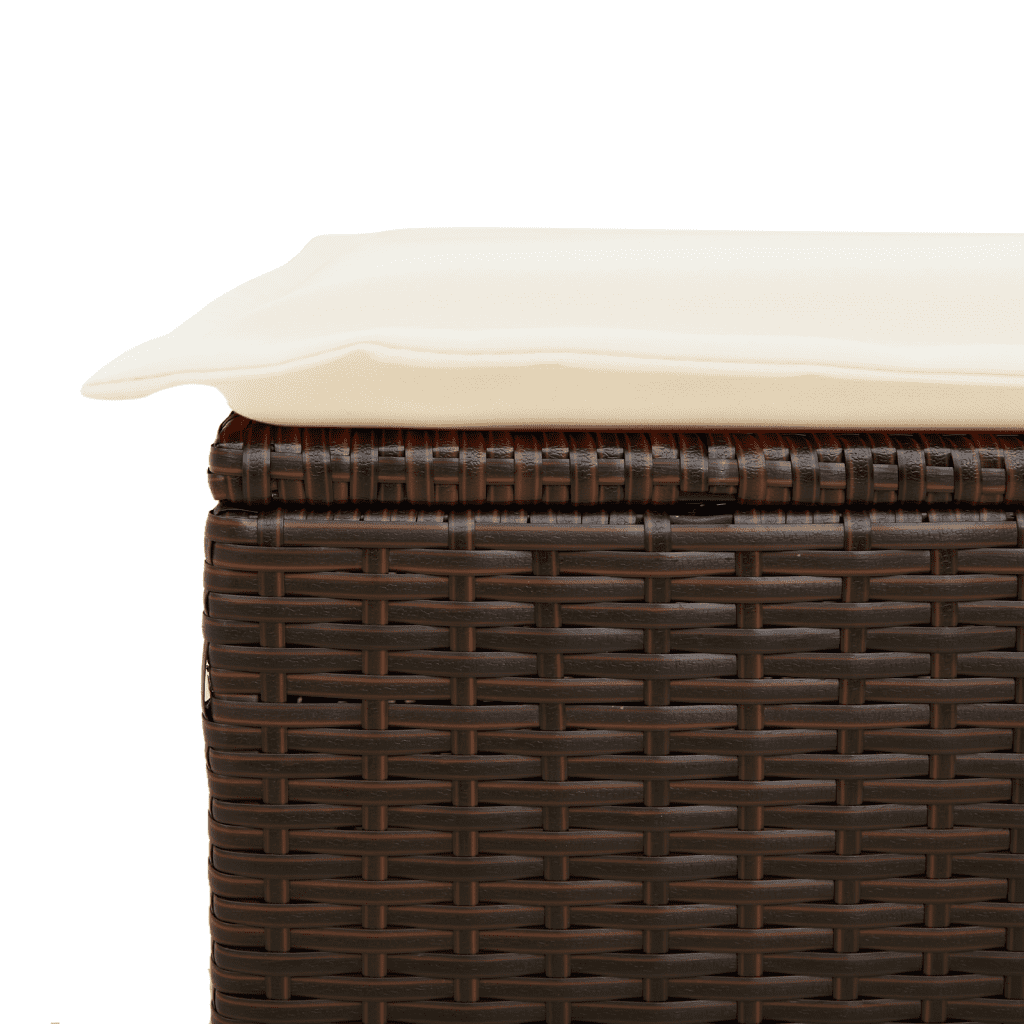 11 Piece Garden Dining Set with Cushions Brown Poly Rattan