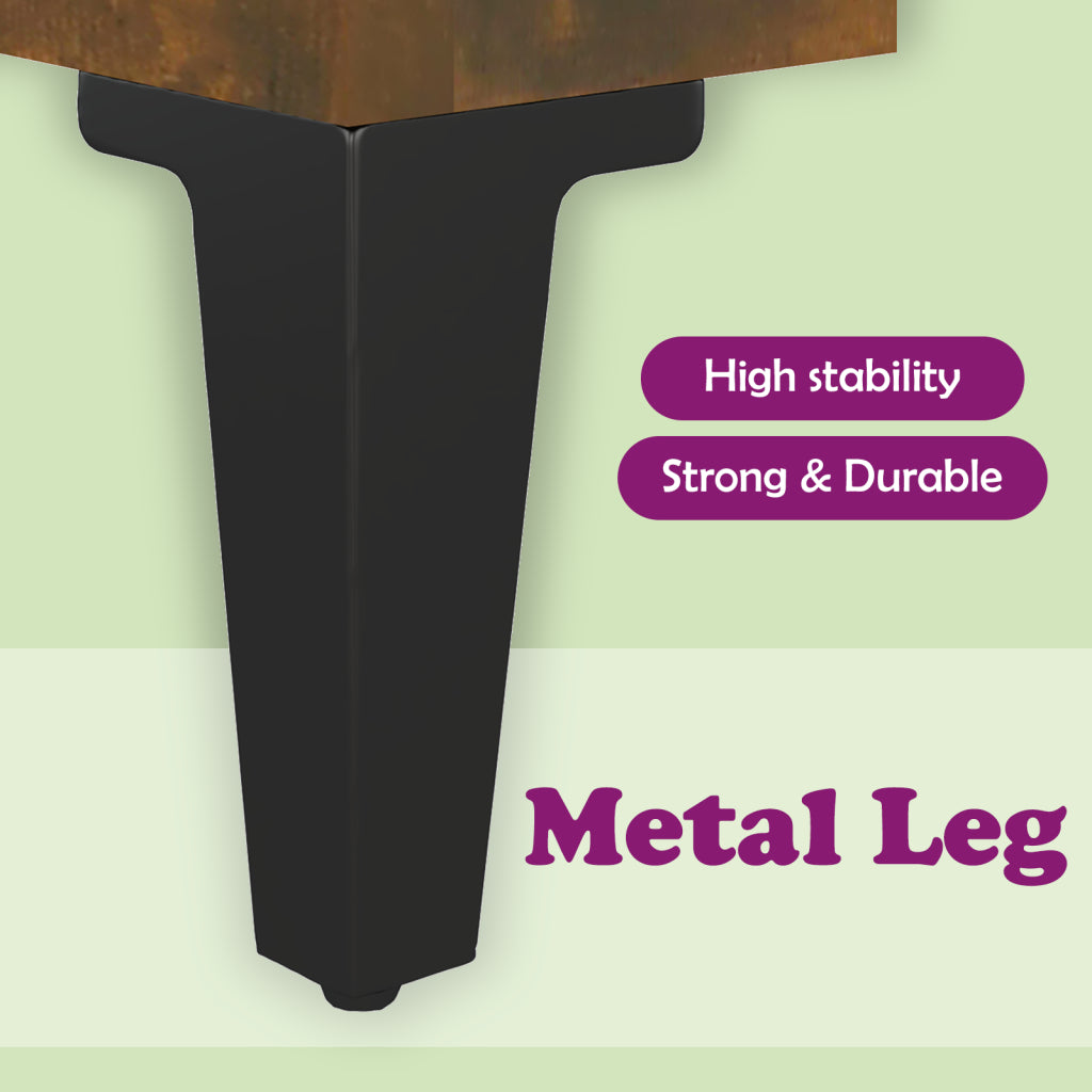 Bed Cabinets with Metal Legs Smoked Oak 40x30x50 cm