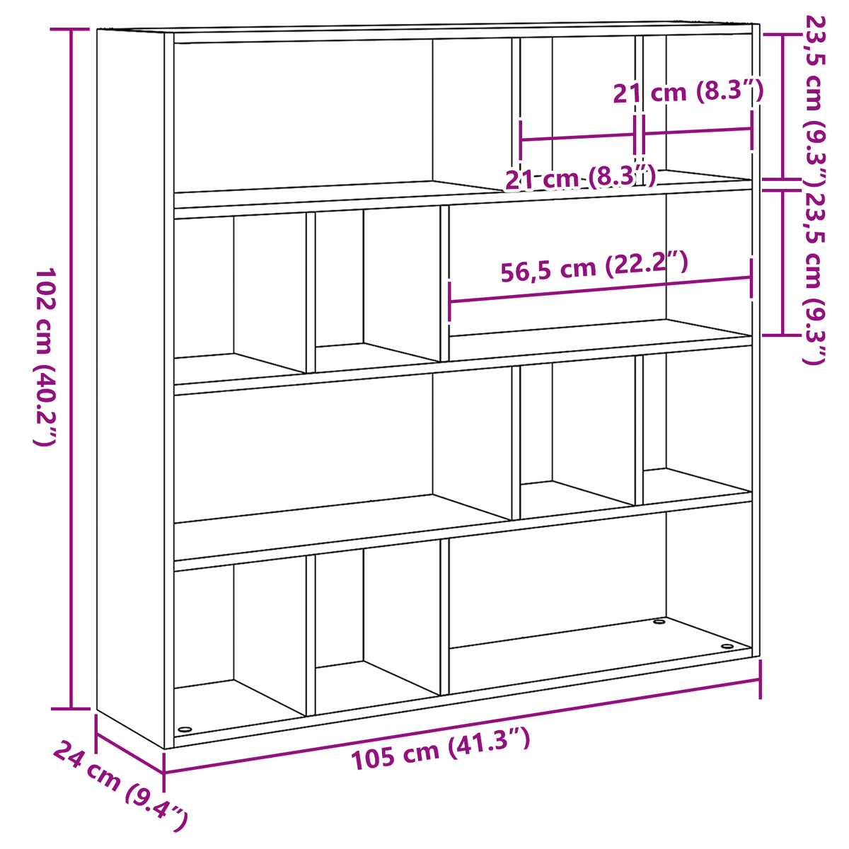 Book Cabinet/Room Divider Black Oak 105x24x102 cm