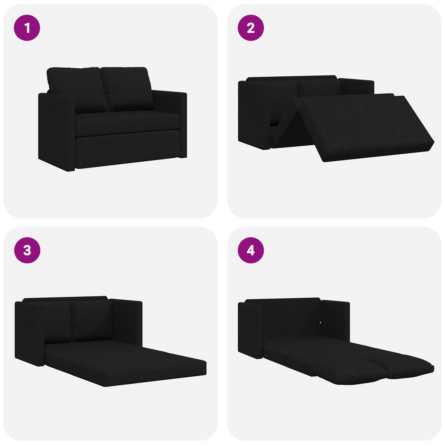 Folding Sofa Bed Black 112 x 60 x 55 cm Fabric