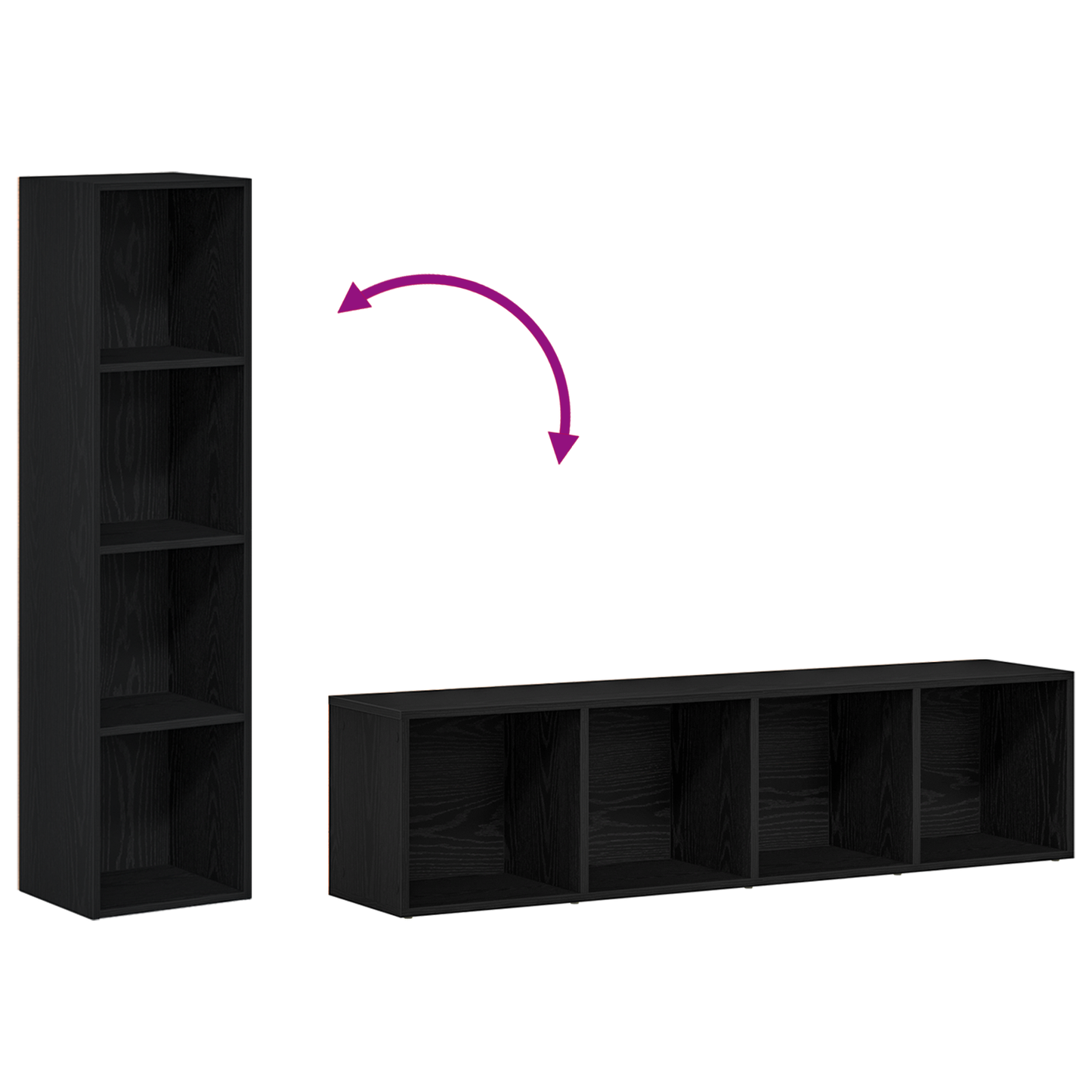 Book Cabinet 4-Tier 36 x 30 x 143 cm Engineered Wood Black Oak