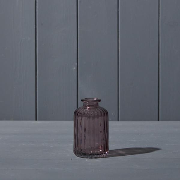 Amethyst Ribbed Glass Bottle D6.3 x H10cm