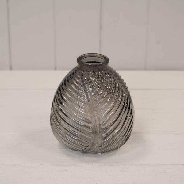 Smoky Grey Leaf Bottle H13cm W12cm D11cm Weight-329g