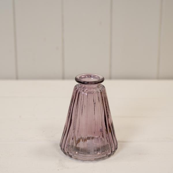 Amethyst Ribbed Glass Bottle L7.4cm W7.4cm H9.9cm W150g