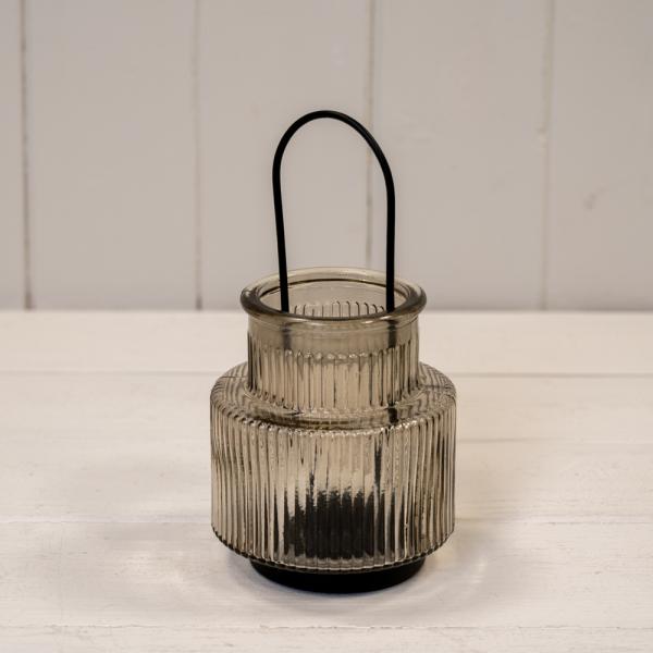 Smokey Brown Glass Candle Holder Small