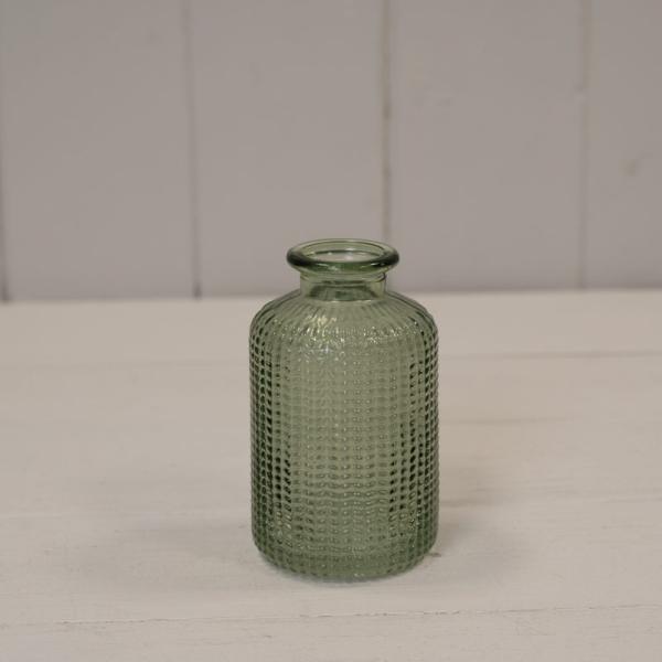Vintage Green Glass Bud Vase D9.2 x H12cm Weight-242g