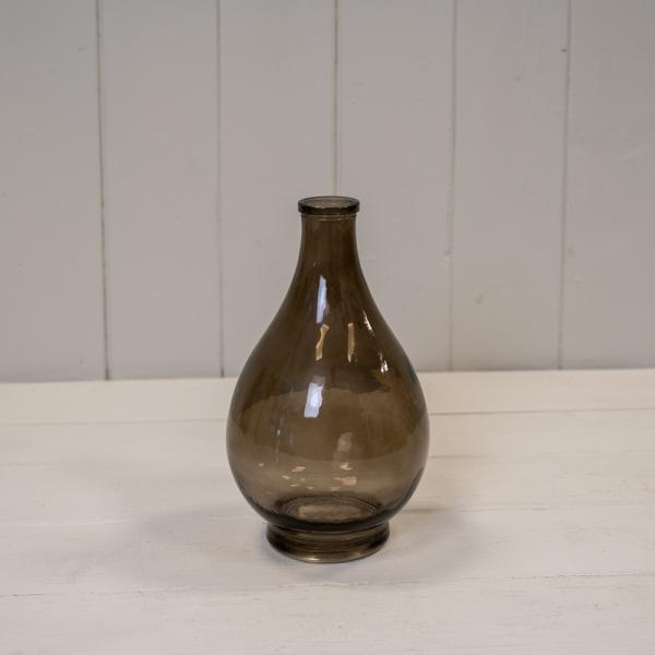 Warm Grey Round Glass Tealight Holder