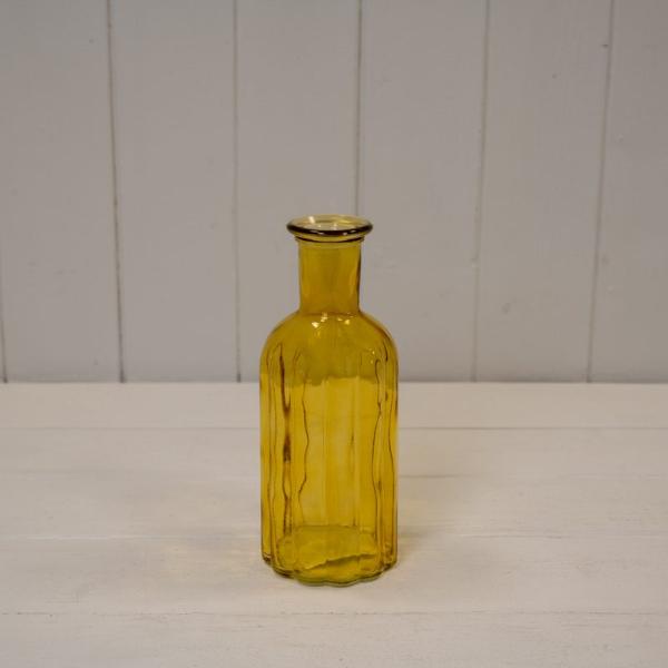 Yellow Ribbed Glass Bottle L7.4cm W7.4cm H9.9cm W150g