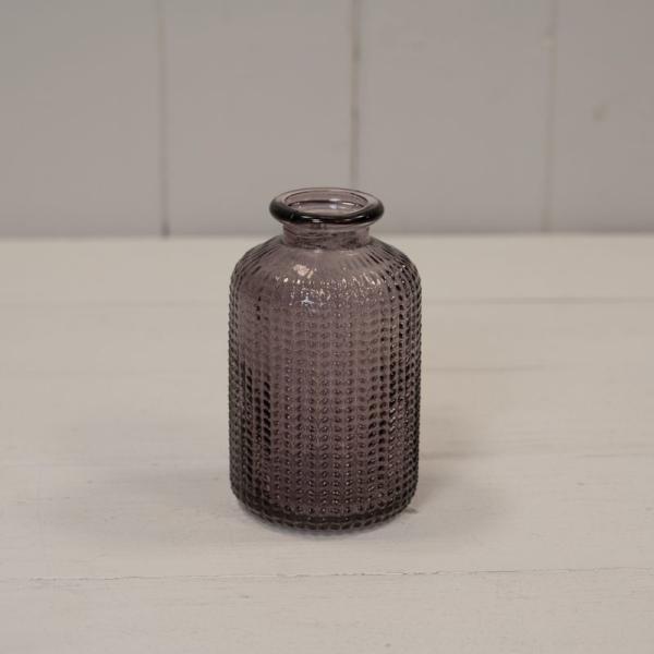 Amethyst Tall Glass Ribbed Vase 14cm x 29.5cm x 11cm