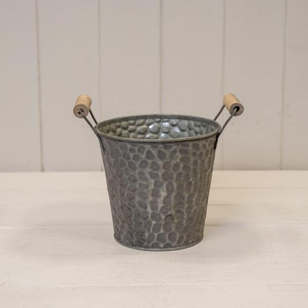 Zinc pot with hammered finish (indent) and ears D18.5cm H16.5cm