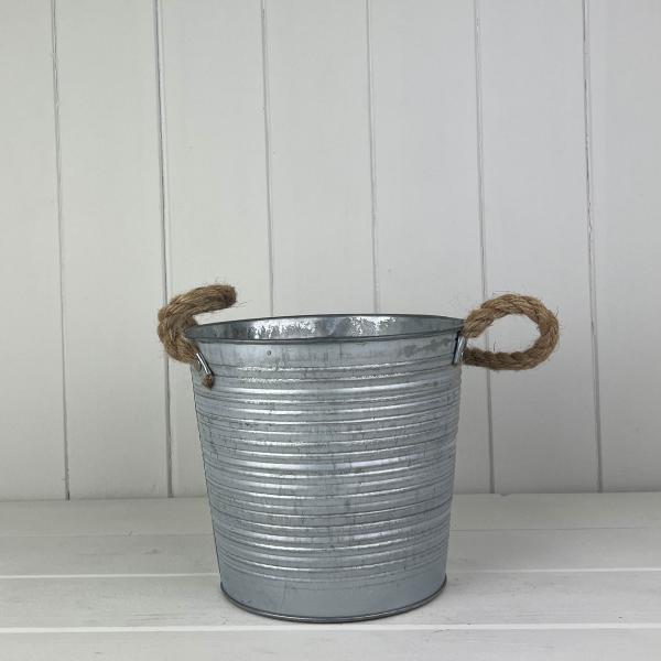 23cm White Zinc Pot (with drainage Holes)