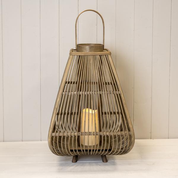 Extra Large Bamboo Lantern with LED Candle H96 D37cm