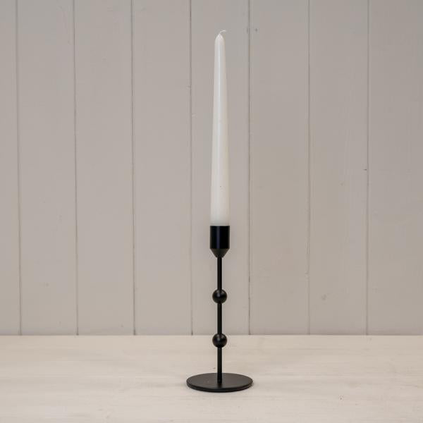 Small Black Single Candle Holder with Ball Detail