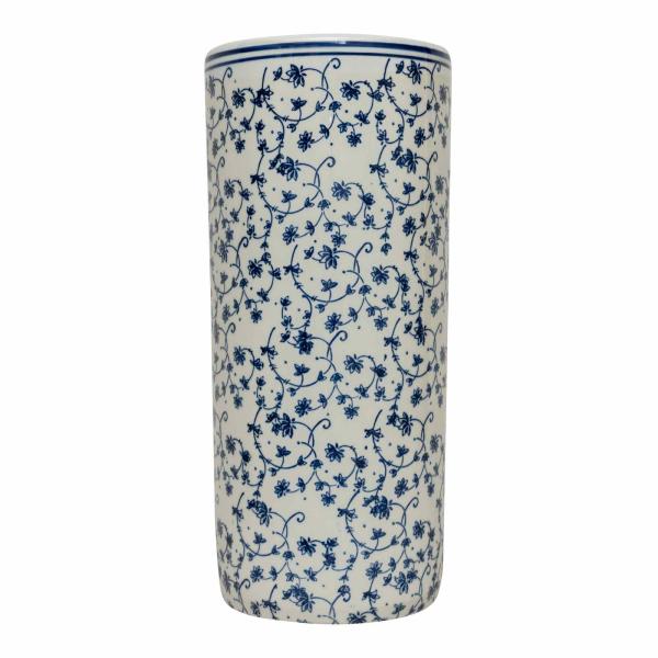 Set of 2 Ceramic Footbath Planters Vintage Blue & White Geometric Design