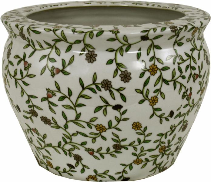 Ceramic Planter Vintage Blue & White Magnolia Design