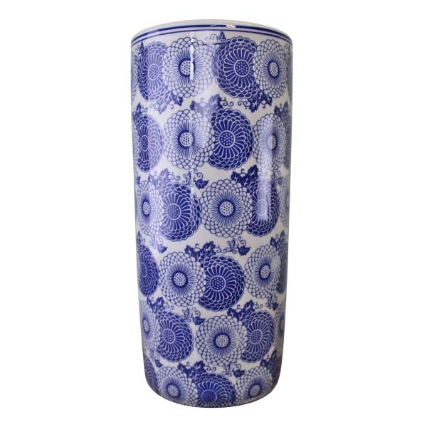Umbrella Stand Vintage Blue & White Flowers and Butterfly Design
