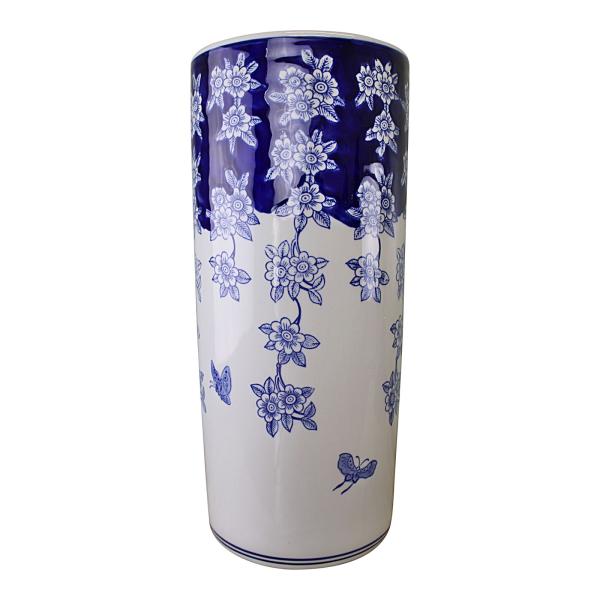 Umbrella Stand Vintage Blue & White Pattern Design