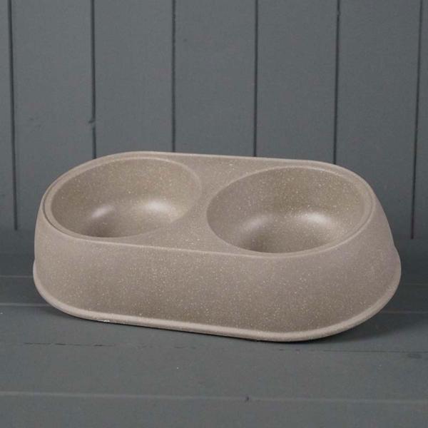 Earthy Small Duo Pet Bowl Made with Chaff (26x15cm)