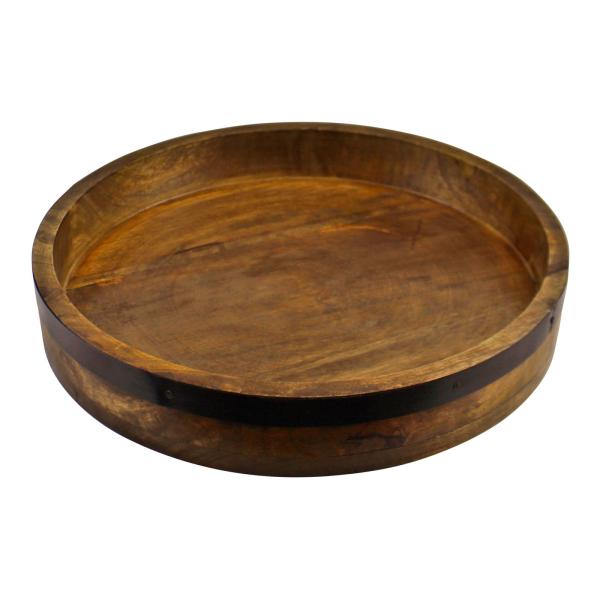 Mango Wood Wall Shelf With Mirror & Storage Slots