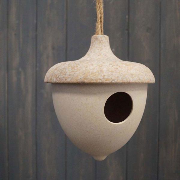 Earthy Natural/Anthracite Bamboo 2-tone Hanging Bird Feeder
