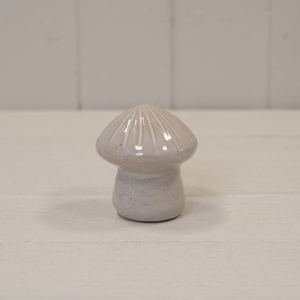 Large Glazed Ceramic Mushroom Ornament with Textured Detail L8.5xW8.5xH9.2cm