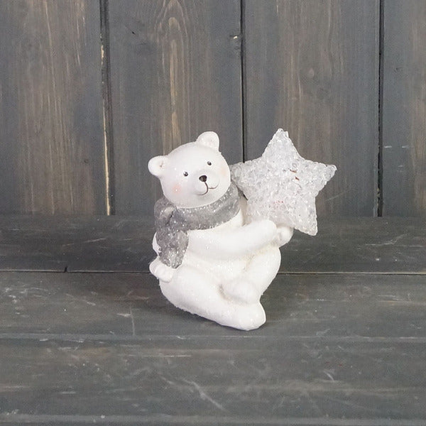 Ceramic Bear deco with light size L10.5xW7.5 xH14