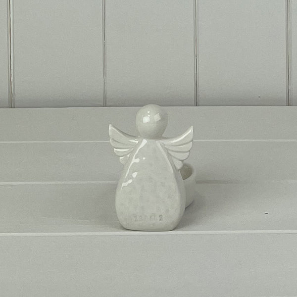White Ceramic Angel Ornament with LED L10xD5.2xH11.7cm Weight-243g