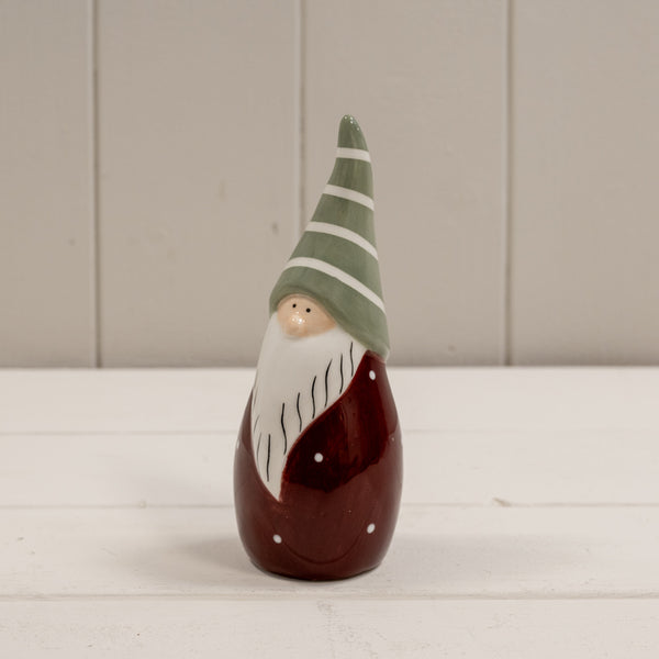 Dark Red / White Ceramic Gonk Decoration L5.3xD5.3xH13.8cm Weight-104g