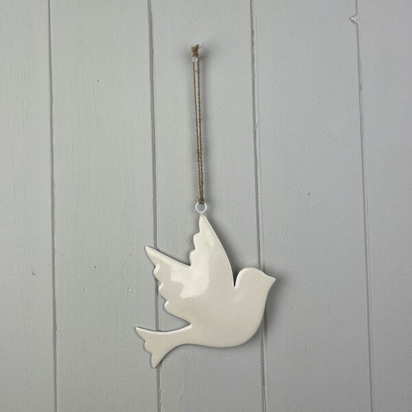 White Enamel Hanging Star 10cm