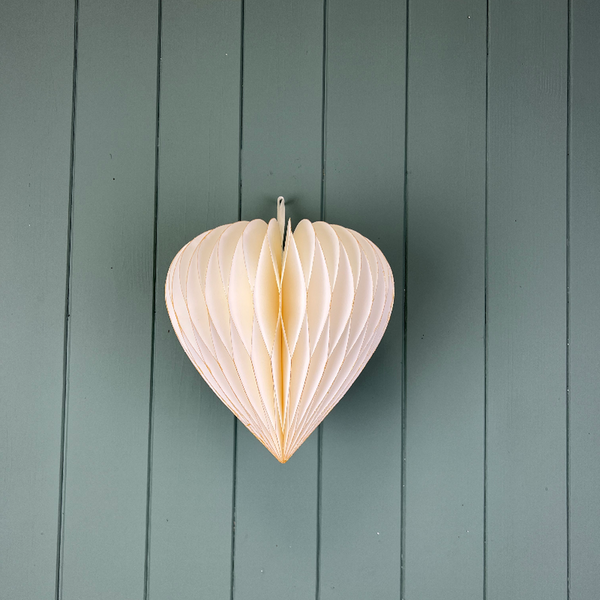Hanging Handmade White Heart Paper Decoration