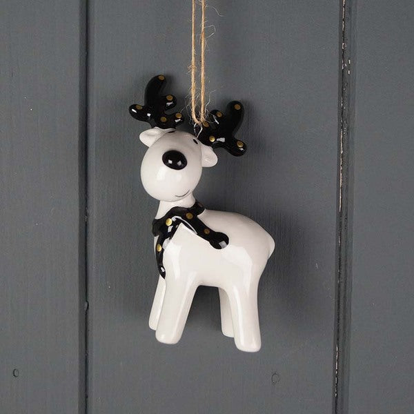 Black and White Ceramic Deer L7.8xD7xH13.2cm Weight-90g