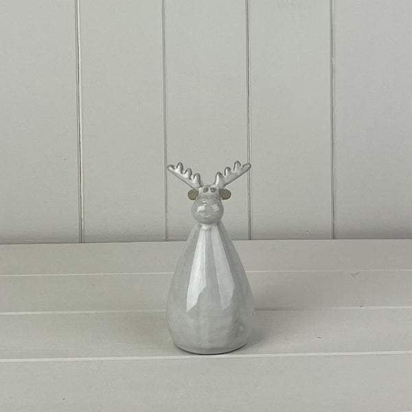 Glazed Ceramic Reindeer Ornament with Textured Detail L6.5xD6.5xH13.5cm Weight-229g