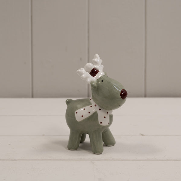 Light Green/White Ceramic Reindeer Decoration L7.5xD4.7xH10.1cm Weight-105g
