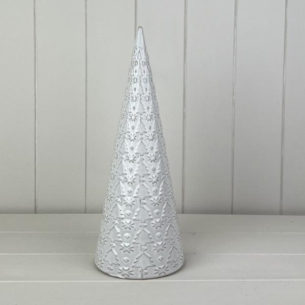 Glazed Ceramic Tree Ornament with Textured Detail L12.1xD12.1xH31.9cm Weight-635g