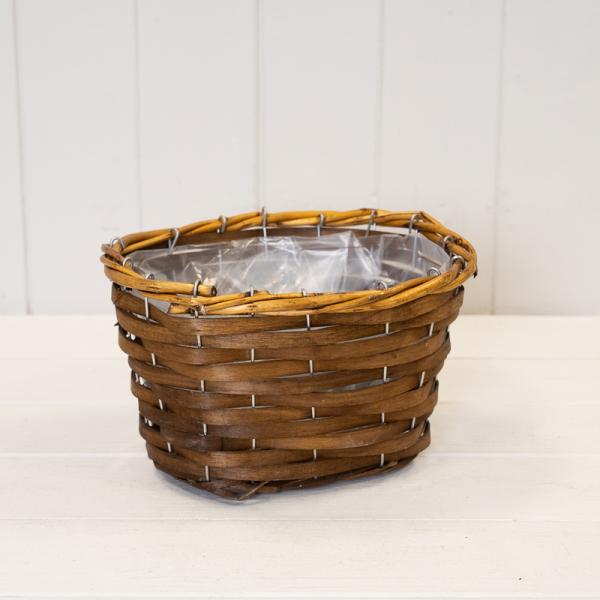 24 x 18cm Oval Brown Willow Basket with Overhandle