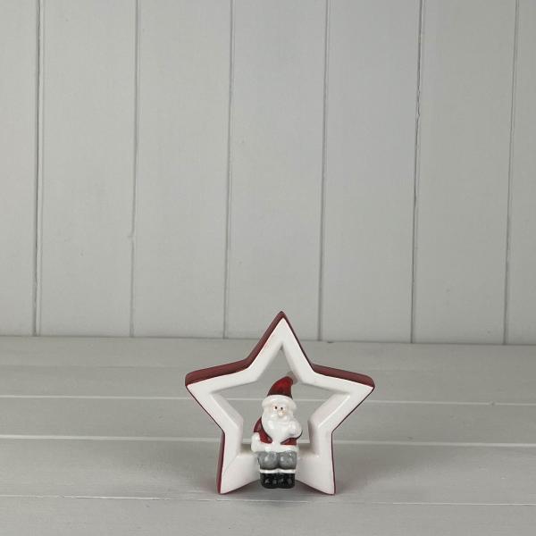Large Ceramic Star with Sitting Santa 14.3*4*14cm
