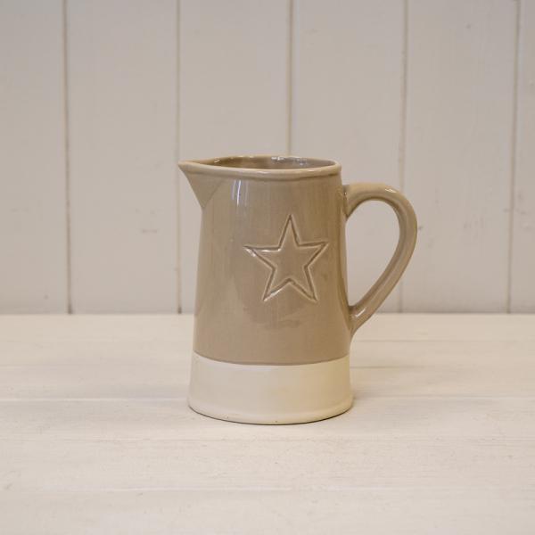Grey Debossed Star Jug TD10.5x8.5cm H15.3cm B10.5cm