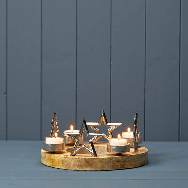 Grey Votive with Heart Design 8x8x6cm