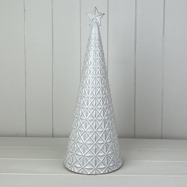Glazed Ceramic Tree Ornament with Textured Detail L14.4xD14.4xH38cm Weight-959g