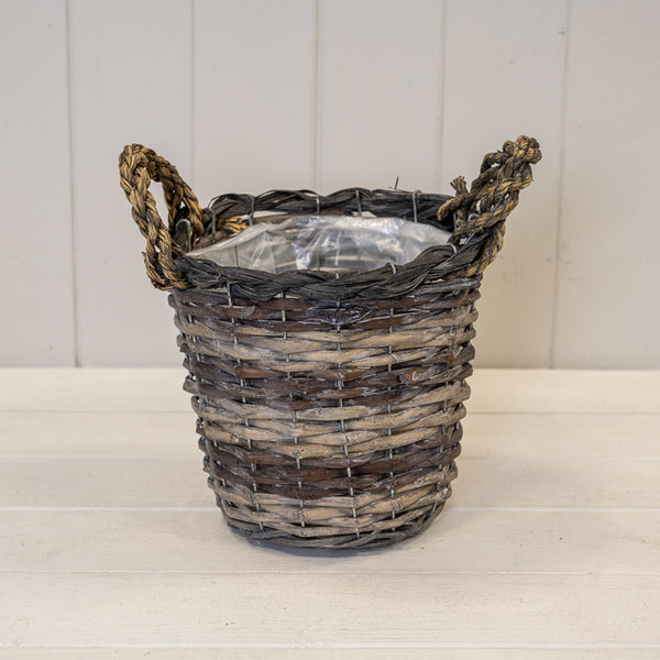 25cm Peeled and Unpealed Split Willow Round Basket With Ears
