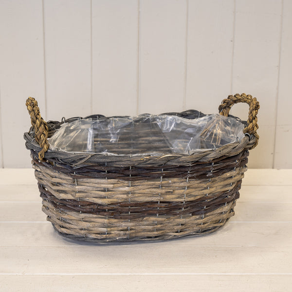 21cm Peeled and Unpealed Split Willow Round Basket With Ears