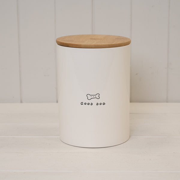 Good Kitty' Ceramic Treat Jar with Bamboo lid.