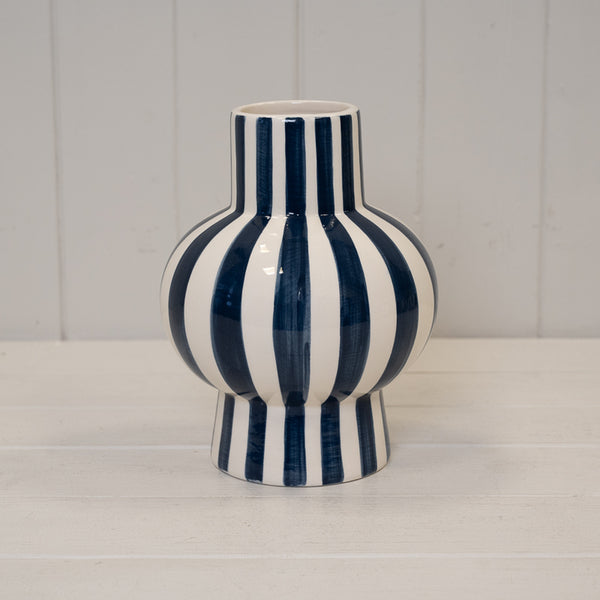 Green and White Ceramic Round Vase