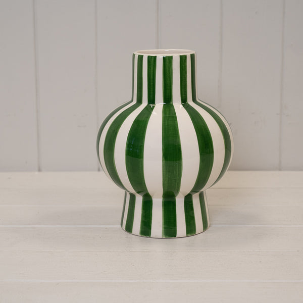 Black and White Striped Round Vase