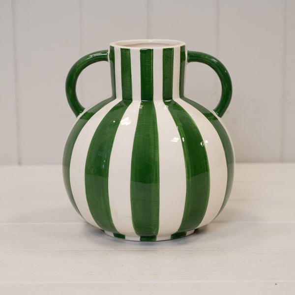 Black and White Striped Statement Vase.