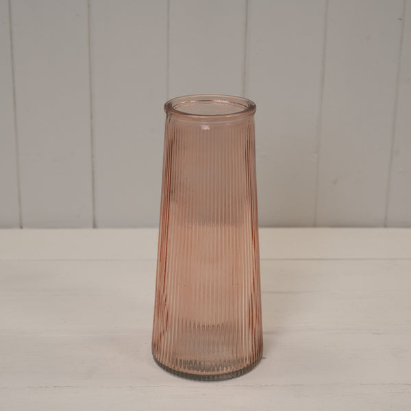Rose Tall Ribbed Vase H22.5cm D10cm Weight-595g