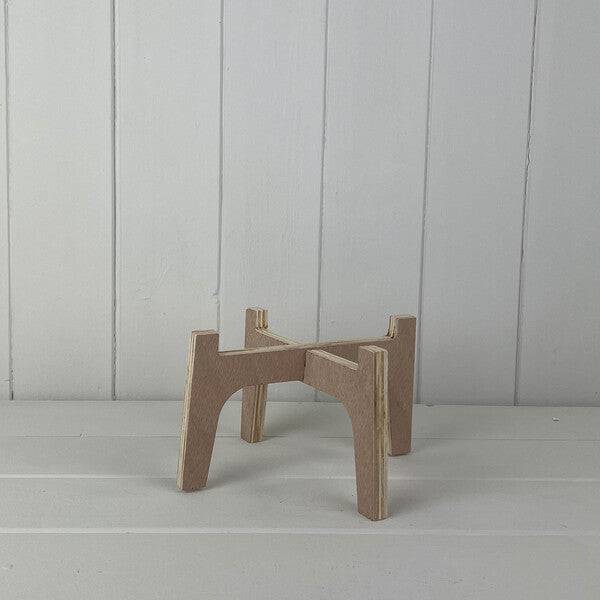 Small Natural Slot-together (Flat Pack) Plant Stand For 12cm Pot (H9cm D21)