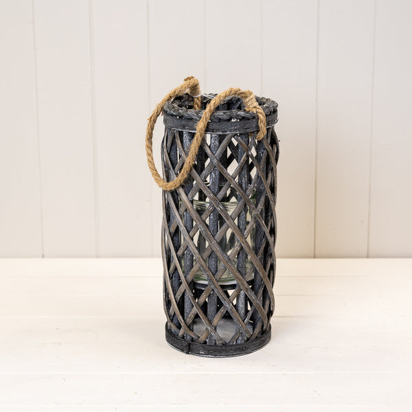 40cm Grey Washed Lantern L17cm W17cm H40cm