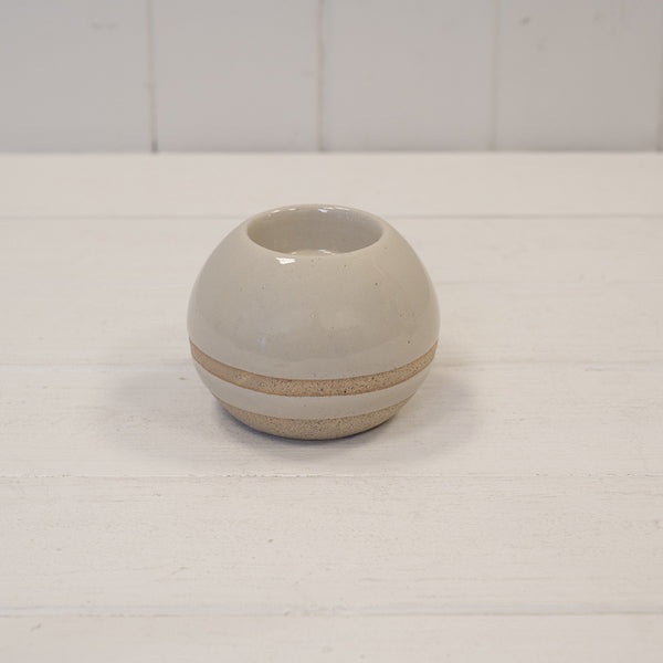 Blue Glazed Tealight Holder with Unglazed Design 11cm x 11cm x 7.8cm